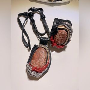 HandMade in Ukraine REAL Leather jewelry real stone